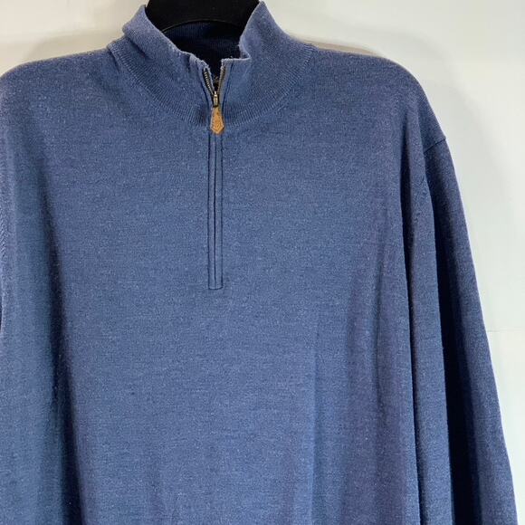 BROOKS BROTHERS Men's Blue Quarter-Zip Saxxon Wool Pullover Sweater SZ XL - Picture 3 of 10